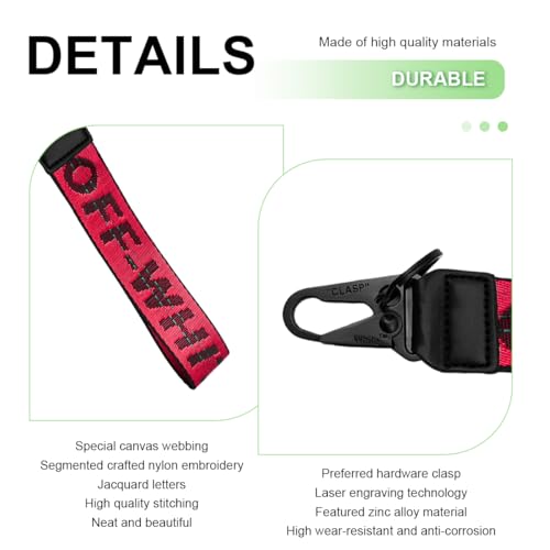 Image of DXNQ Car Keychain, Fabric Keychain Wrist Lanyard, Key Ring for Cars Keys Wallets Jeans Decoration, Car Accessories (Red)