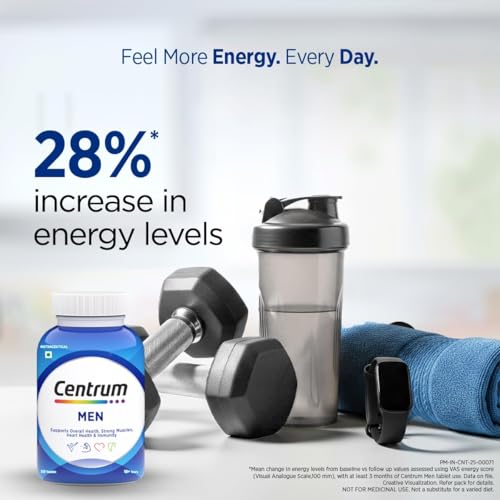 Image of Centrum Men - Multivitamin Tablet for Men | With 23 Vital Nutrients including Zinc, Magnesium, Vitamin B, C, D, Calcium for Energy, Immunity, Muscles and Overall Health | Veg - 50 tablets