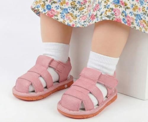Image of Baby Boys Girls Squeaky Sandals Summer Closed-Toe Anti-Slip Premium Rubber Sole Toddler First Walkers Shoes