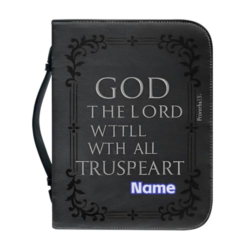 Taierverra Verse Design Custom Bible Organizer, Custom Church Volunteer’s Name & Gratitude Verse Scripture Case, Appreciative Religious Gifts for Volunteers, Multiple Pockets for Worship Supplies Gray