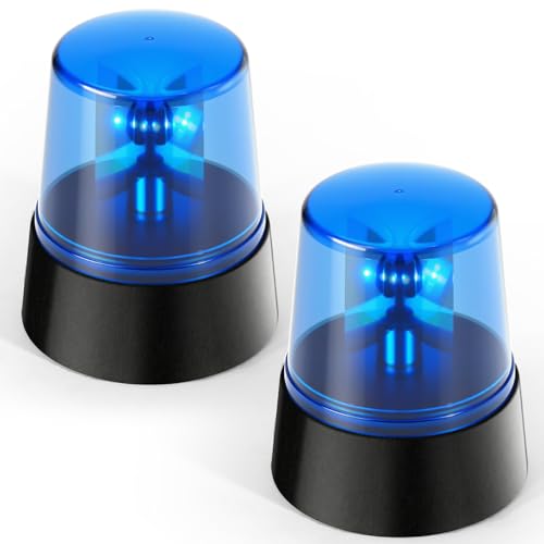GAGIRA 2Pcs Blue Rotating Strobe Light, Battery Operated 360 Degree Rotating Light, Disco Bar Party Decorative Light