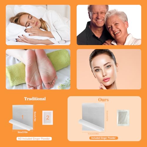 Image of TEWEAE 62-Count Ginger Foot Pads, Bamboo Vinegar & Mugwort Foot Patches to Sleep Better | Stress & Fatigue Relief | Relaxation Foot Spa for Tired Feet | Use During Sleep