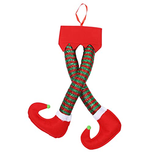Yardwe Christmas Elf Stuffed Legs Stuck Tree Topper Hanging Elf Legs Ornaments Plush Stuffed Feet with Shoes Xmas Tree Holiday Indoor Outdoor Party Car Decor ( Random Style )