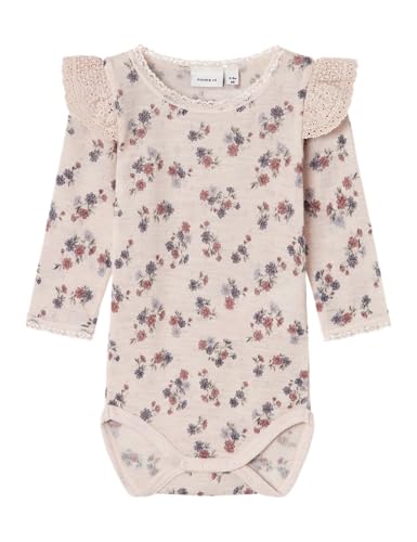 NAME IT Baby-Mädchen Nbfwang Wool Needle Ls Body W/Flounce Langarmbody,...