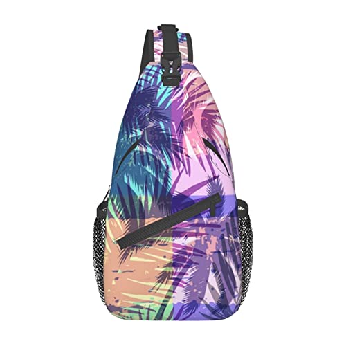 Hawaii Hawaiian Sling Bag,Multipurpose Crossbody Backpack Shoulder Chest Bag for Women Men Travel Hiking Daypack