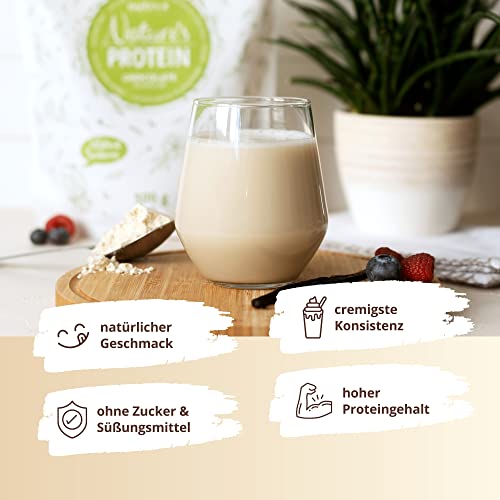 Nutri + Protein Shake Vanille 500 g - natürliches Proteinpulver ohne Süßungsmittel - 83,1% Eiweiß - pflanzliches Eiweißpulver vegan & glutenfrei