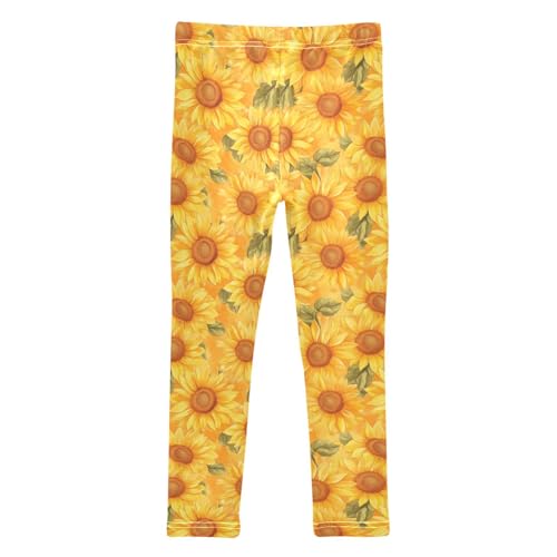 Girls Leggings Soft Toddler Ankle Length Bottoms Sunflower Kids Dance Yoga Pants 4-10 Years2