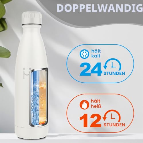 Edelstahl Trinkflasche 500ml, Trinkflasche Isoliert BPA-frei, Vakuum Isolierflasche, Thermosflasche Auslaufsicher… – Ansicht 3