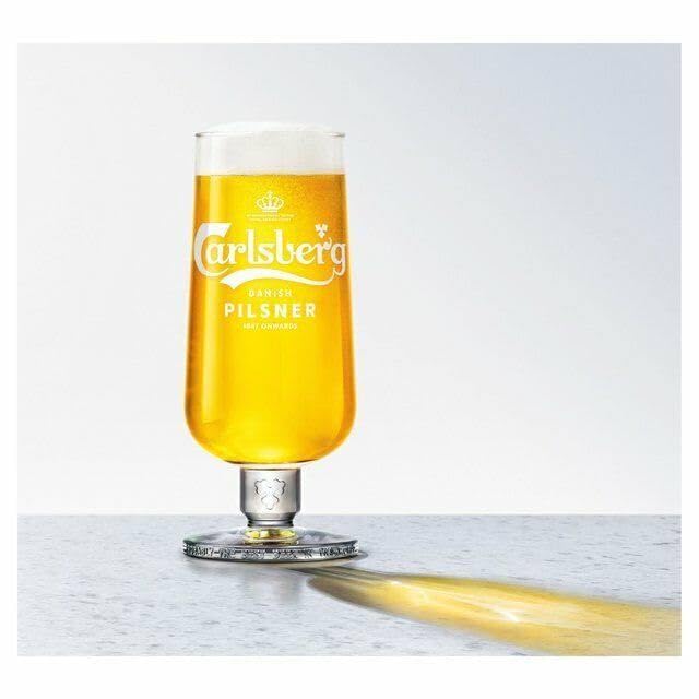 GarageBar Carling Glass | Bicchiere da birra nucleato | Prodotto ufficiale | Viene fornito con 2 tappetini antigoccia per birra (1, pinta/20 once