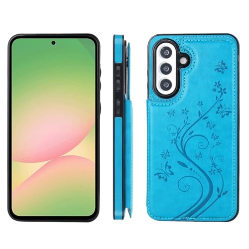 Genérico compatible para Samsung Galaxy A13 5G/4G Color: (Azul) Funda tipo cartera de piel con mariposa