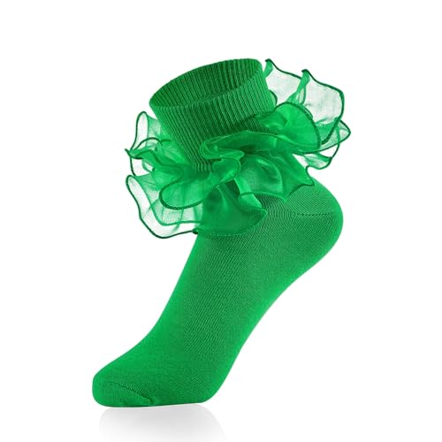 Image of Komorebi Big Ruffle Ankle Socks Women-Lace Frilly Cute Socks-Soft Cotton Girls Sock