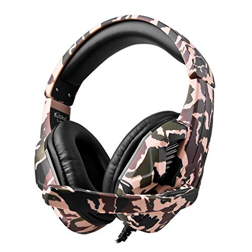 Neubula Casque Gaming USB Casque Gamer Stéréo Camouflage avec Microphone Casque Audio Filaire Anti-Bruit Réglable et Compatible avec PS4, Switch, Smartphone, Ordinateur Portable, Tablette, PC, MP4 Cover