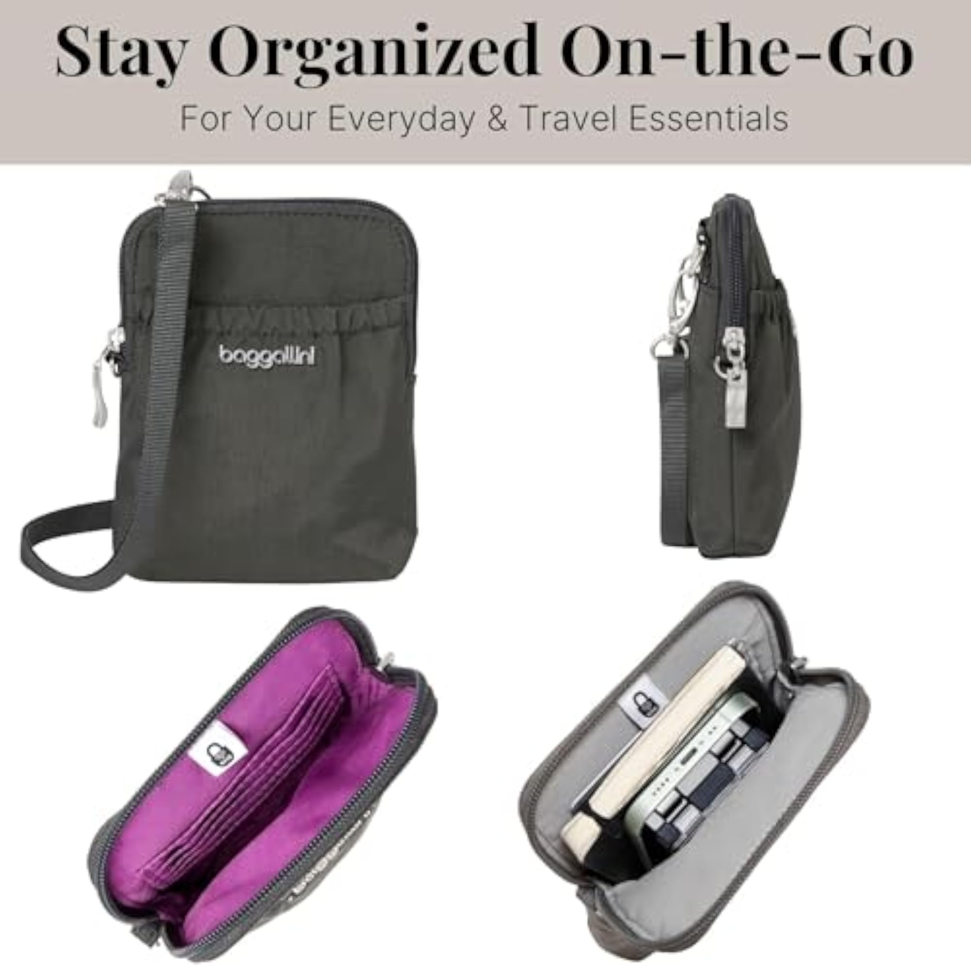 Bryant Pouch with RFID, Charcoal, One Size