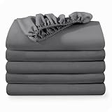 Bare Home 5-Pack Fitted Bottom Ultra-Soft Sheets Full - Premium 1800 Ultra-Soft Wrinkle Resistant Microfiber - Deep Pocket (Full, Grey)