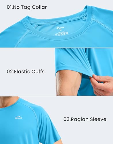 Image of Pudolla Men's Rashguard Swim Shirts Short Sleeve UPF 50+ Sun Protection SPF Quick Dry Lightweight Water Fishing Beach Shirt
