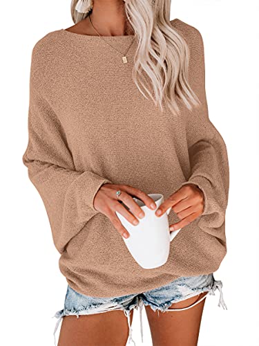 Anrabess Women's Oversized Baggy Tops Loose Pullover Casual Blouse T-Shirt Sweater Batwing Sleeve Di406-Qiankaqi-M #TOP24