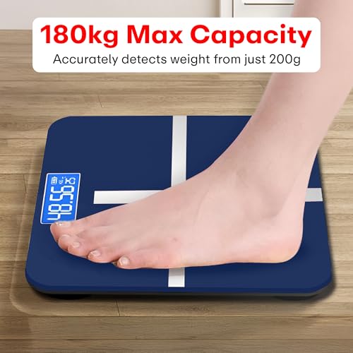 Image of Prime Pick Pro Digital Weight Machine Smart Bathroom Weighing Scale LCD Display Auto Off Temperature Indicator 180kg Capacity Tempered Glass Sapphire Pack of 1