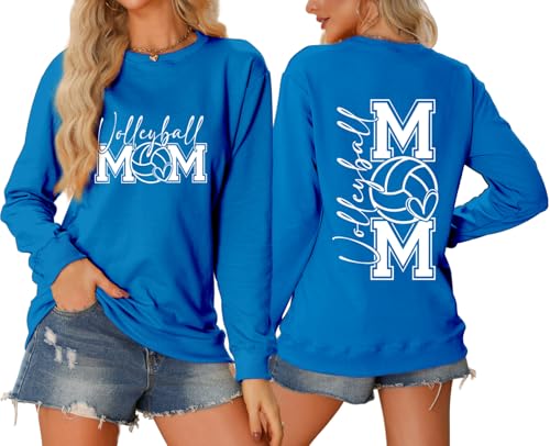 Volleyball Mom Sweatshirt for Women Funny Graphic Shirts Crew Neck Pullover Casual Long Sleeve Volleyball Tops2