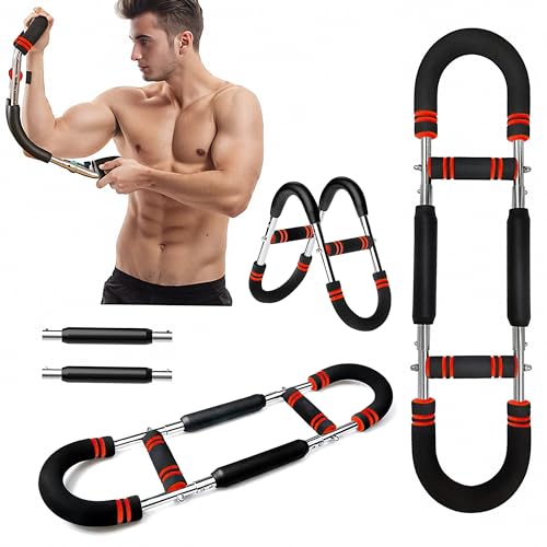 Image of Twister Arm Exerciser Adjustable Power Wrist & Forearm Strengthener, Portable Arm Workout Bar for Chest, Shoulders, Biceps, Triceps, Grip Strength & Home Gym Equipment (Red)