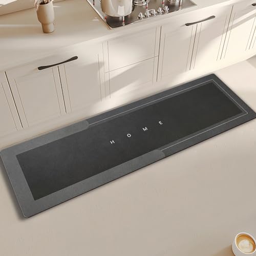 Topzywlc Kitchen Mat Non Slip Anti Mould 45 * 150 cm, Quick Dry Magic Kitchen Floor Mat, For Bathroom, Bedroom, Kitchen, Toilet, Door, Washing Table (Rectangular Dark Gray, 45 * 150 cm)