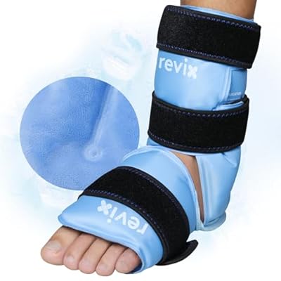 REVIX Ankle Ice Pack Wrap for Foot Pain Relief and Feet Injuries, Reusable Gel Ice Cold Packs for Achilles Tendonitis, Plantar Fasciitis, Sprained Ankles and Heels
