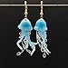 Blue Jellyfish 3D Deep Sea Ocean Clay Resin Jewelry Sets Necklace Earrings ﻿for Women Handmade
