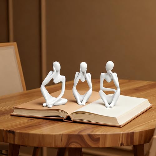 Estatuas Pensador Blancas Set 3 Piezas Resina Decoración miniatura 3