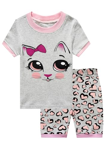 Girls Cotton Pajamas Short Sleeve Pjs Toddler Summer Sleepwear Sets3
