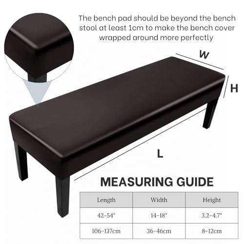 Image of SearchI Waterproof Dining Bench Cover, Stretch Washable Long Bench Seat Covers, Rectangle Dining Table Bench Slipover for Dining Room, Living Room, Kitchen(Pu Chocolate)