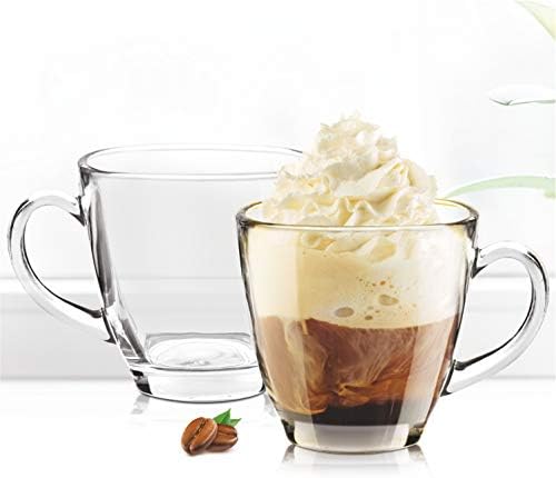 PrimeWorld European Tea Coffee 180 ml Cup Set of 6 pcs, Crystal Espresso Mug, Clear Toughened Glass Mug with Handle for Cappuccino, Milk, Latte hot and Green Black Tea