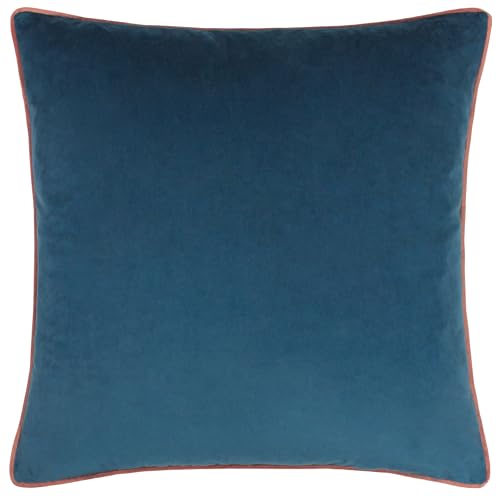 furn. Meridian Cushion Cover – Luxury Contrast Piped Velvet Decorative Case (Petrol/Blush - 45x45cm)