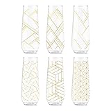 TOSSWARE POP 9oz Flute Linear Gold Series, SET OF 6, Premium Quality, Recyclable, Unbreakable &...