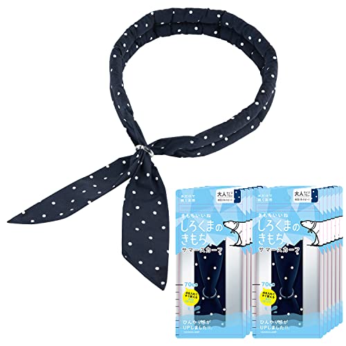 しろくまのきもち サマースカーフ フリーサイズ 水玉ネイビー (12個セット) 首 冷却グッズ 夏 幅4×長さ72cm