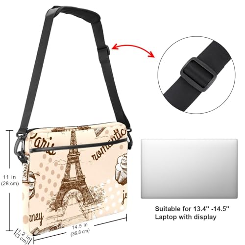Bandolera para laptop de 14.5" multicolor con diseño de Torre Eiffel de París 7