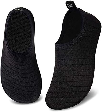 WateLves Kids Water Shoes Girls Boys Toddler Non-Slip Quick Dry Aqua Socks for Beach Swim Walking (Striped Black, 30/31)