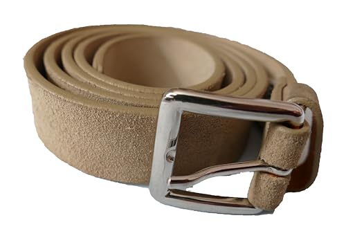 Ceinture fine en cuir beige pour costume et chino été
