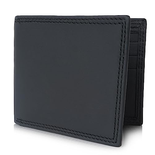 Image of CIMONI Premium Genuine Leather Wallet for Men Travel Casual Wallet with RFID Blocking 9 Card Sots, 2 Secret Pockets, 1 Transparent ID Window (Color - Black)