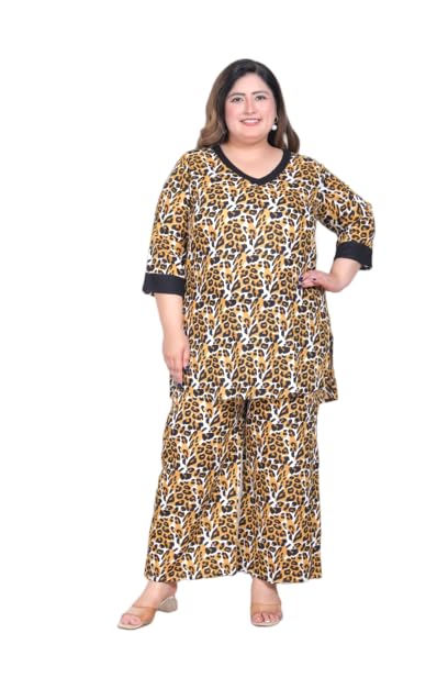 mihika fashion Rayon Tiger Print Trendy Pajama Co-Ord Set Casual and Loungewear, Extra Plus Size 3XL, 4XL, 5XL, 6XL, 7XL-picture-36