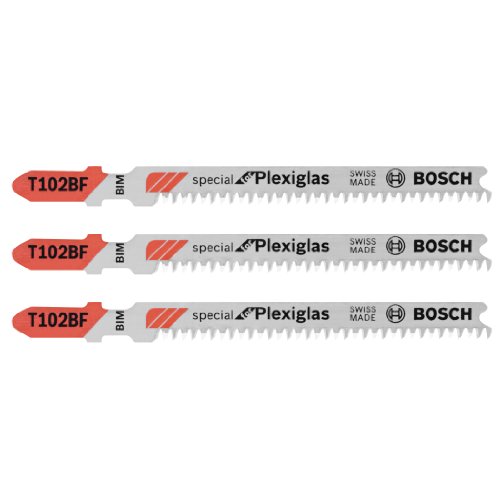 Bosch T102BF 3-Piece 2-5/8 In. 13 TPI Clean for Plexiglas Bi-Metal Jig Saw