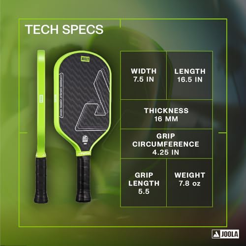 Image of JOOLA Double Vision 16mm Pickleball Paddle - Signature and Standard Shape - Aramid Surface for Softer Responsive Touch - SK Film for Reduce Vibration - USAP Approved - NFC Chip Enabled