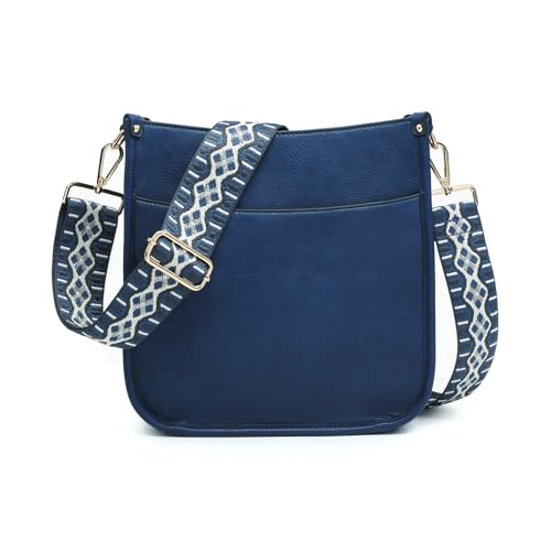 Image of Posie Crossbody Bags for Women Trendy Vegan Leather Hobo Purses Shoulder Handbags with Wide Adjustable Guitar Strap