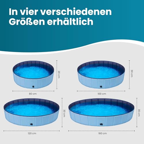 Hundepool faltbar – Robustes Planschbecken Pool für Hunde & Katzen, rutschfest mit Ablassventil, tragbar & in verschiedenen Größen erhältlich. (120 x 30 cm)