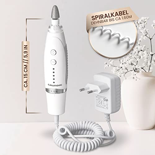 GRUNDIG Maniküre Set elektrisch - Schöne Nägel dank Power LED und 17tlg Saphir Zubehör Pediküre Fußpflege Set & Maniküre Set mit Zubehör Nachbestellmöglichkeit elektrische Nagelfeile (Maniküre Set V2)