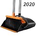 UDAODFA Premium Long Handle Broom and Dustpan Set, Self-Cleaning Broom Bristles Ideal for Kitchen, Home and Lobby Broom and Dustpan Combo (Black&Red)