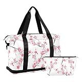 Cherry Blossom Duffel Gym Bag for Women Sports Travel Duffel Bag Sports Bag with Shoe Wet Compartmen