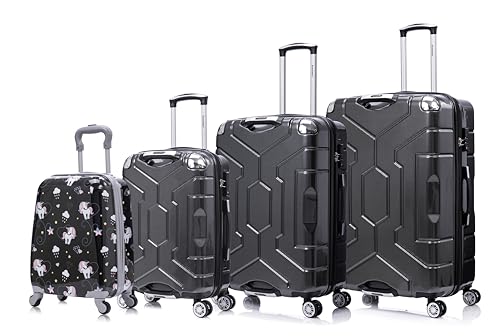Durable PC Luggage Set with Rotating Wheels & Ergonomic Handles - 4-Piece Travel Set for Frequent Flyers and Adventurers