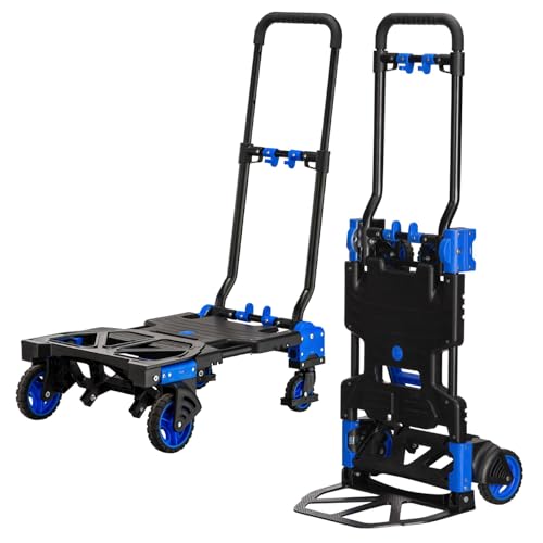 Linxor - Diable, chariot 2 en 1 pliable 4 roues - Charge 137 kg