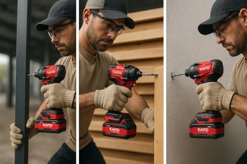 Image of KAITO 48V Cordless Drill Driver Set | Without Torque, Easy-Attachable Bit System | 2 Big Li-Ion Batteries | Powerful Handheld Electric Screwdriver Tool for Home & Professional Use
