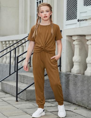 Image of Arshiner Girls Clothing Sets Tie Dye Twist Front Tops & Sweatpants Outfits Sportwear Sweatsuits Tracksuits 4-13 Year