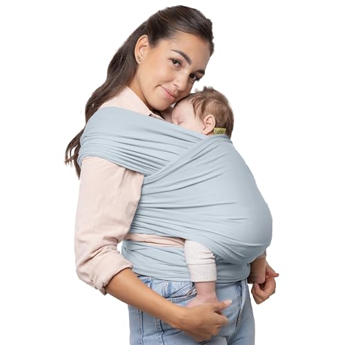 Image of Boba Baby Wrap Carrier - Original Baby Carrier Wrap Sling for Newborns - Baby Wearing Essentials - Newborn Wrap Swaddle Holder, Newborn to Toddler Infant Sling (Serenity Light Blue)